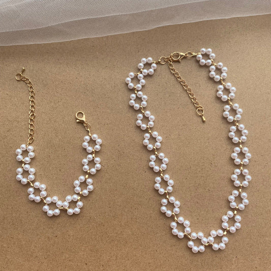 Pearl Necklace and Bracelet