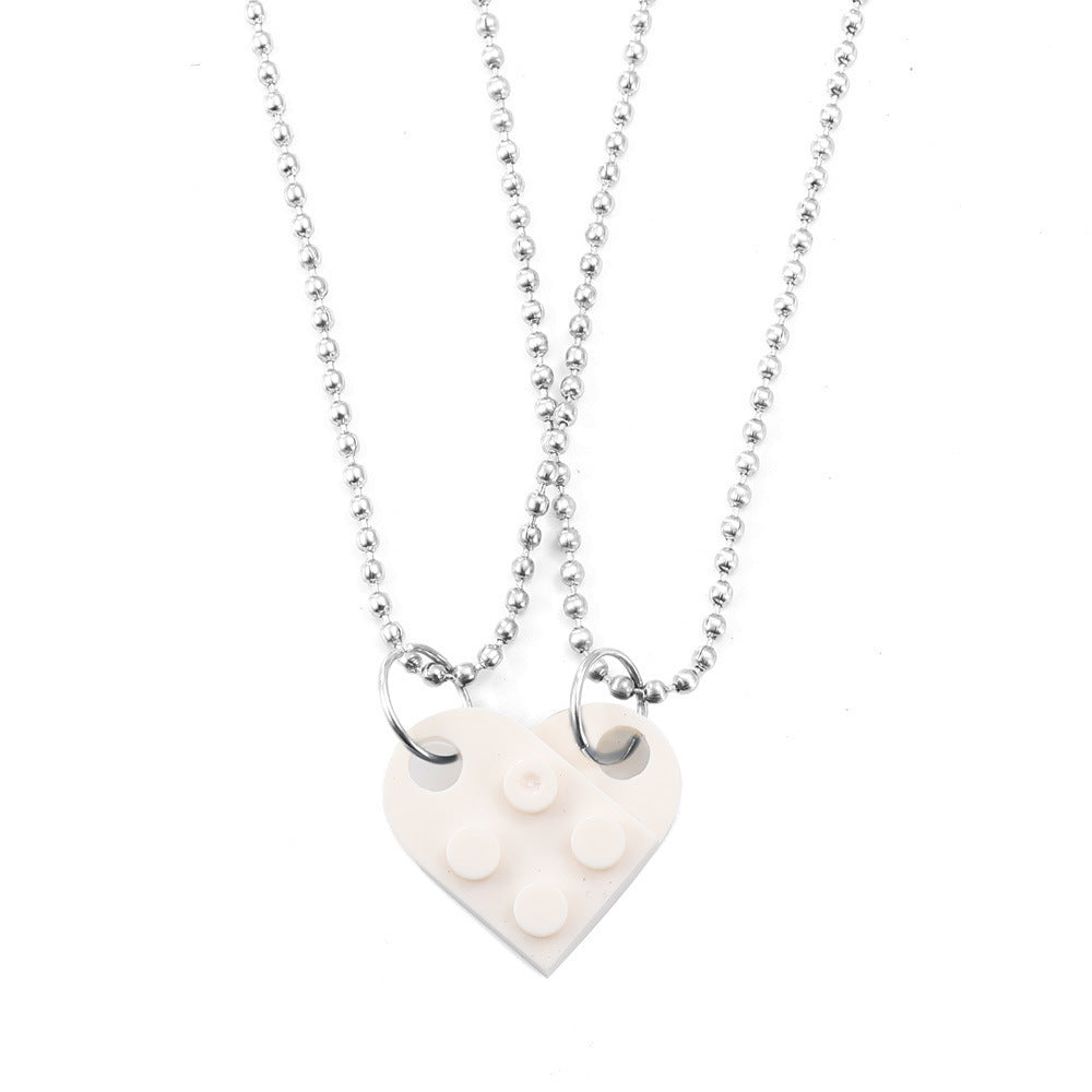 Brick Gift Heart Necklace, 2pcs Set