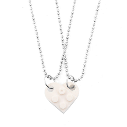 Brick Gift Heart Necklace, 2pcs Set