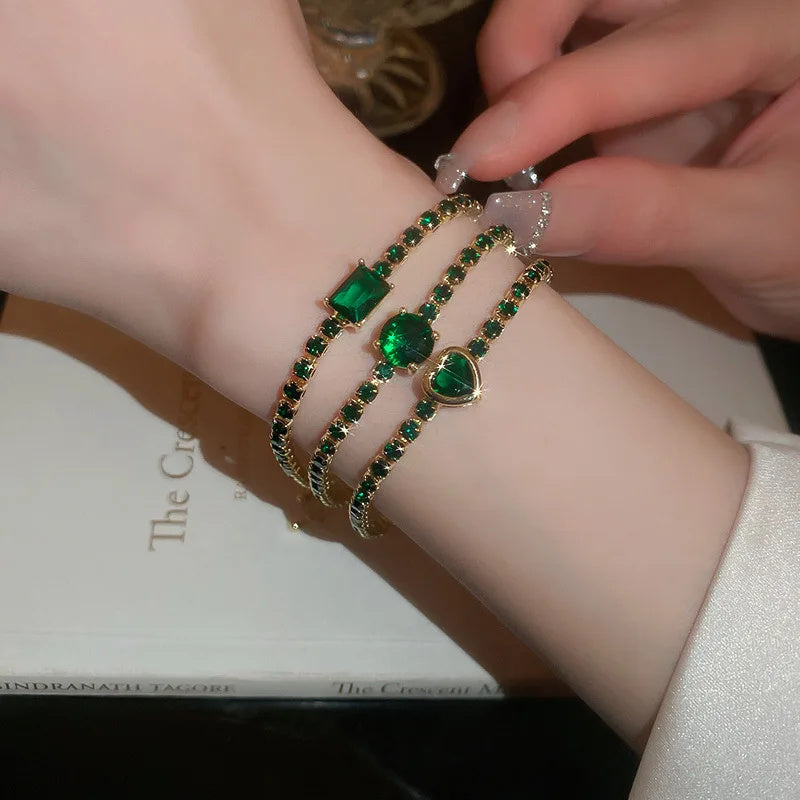 Zircon Square & Heart Bracelets