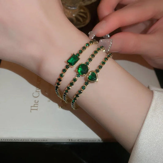 Zircon Square & Heart Bracelets