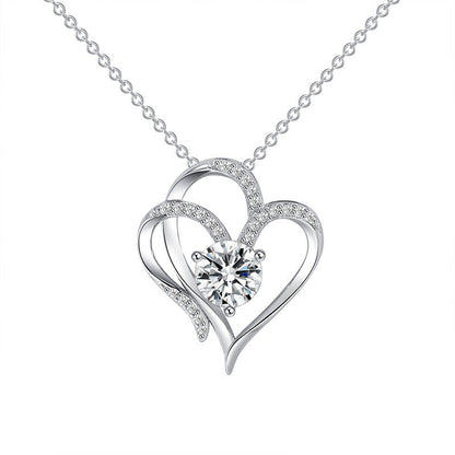 Heart Shaped Zircon Double Love Necklace