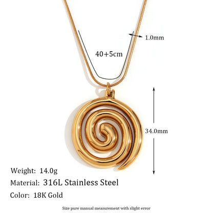 Gold Snake Chain Vortex Pendant Necklace
