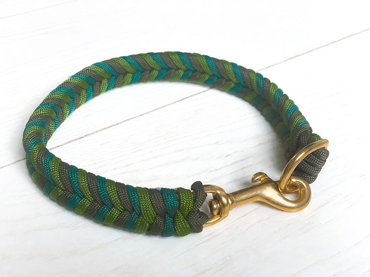 Evergreen Trails Braided Collar - Handmade Paracord Dog Collar.