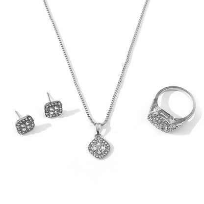 Ring, Stud Earrings, Necklace, 3Pc Set
