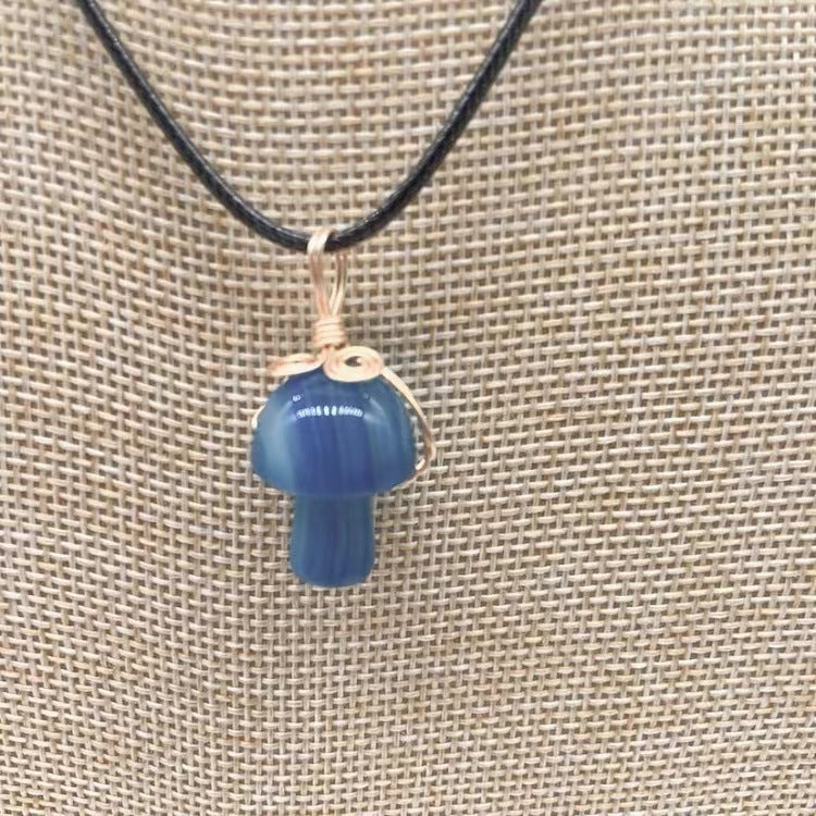 Winding Small Mushroom Natural Stone Necklaces