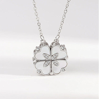 Net Red Clover Enamel Necklace