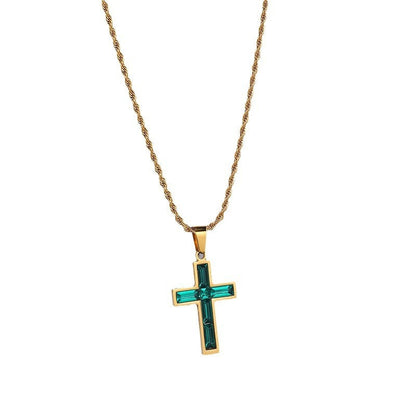 Multi-Colored Cross Pendant Necklace