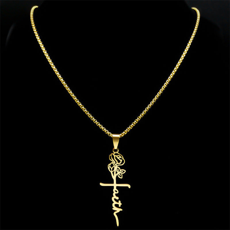 Cross Rose Necklace