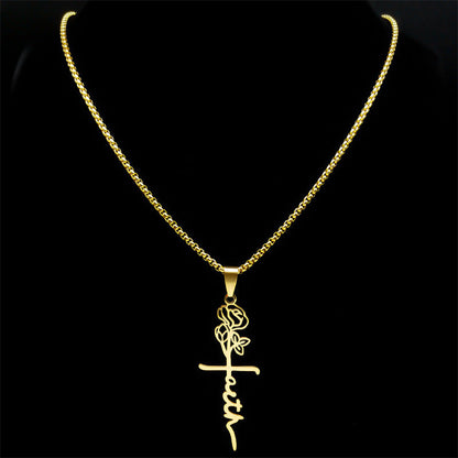 Cross Rose Necklace