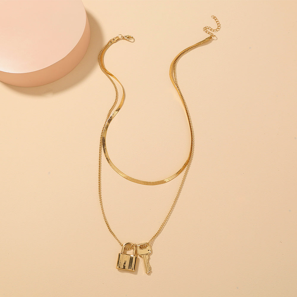 Multi-layer Valentine Lock & Key Necklace