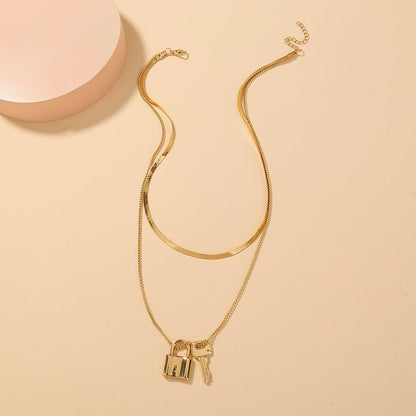 Multi-layer Valentine Lock & Key Necklace