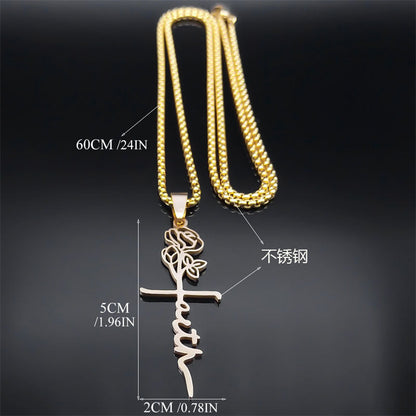 Cross Rose Necklace