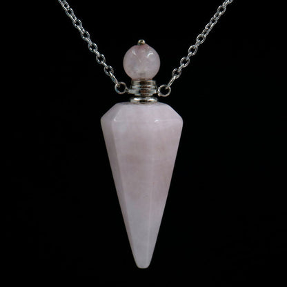 Crystal Stone Cone Perfume Bottle Necklace