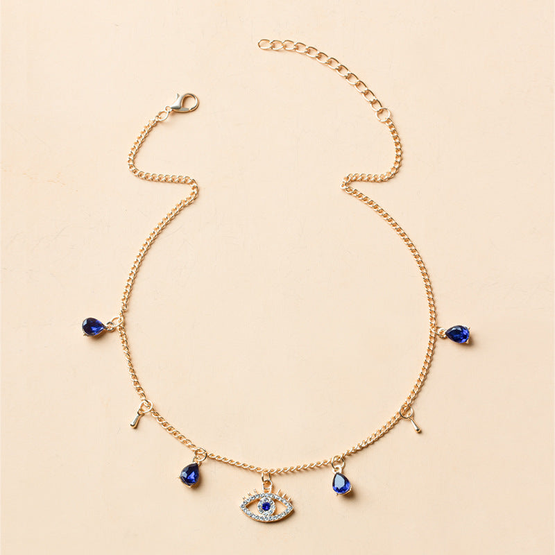 Gold Plated Blue Eye Crystal Necklace
