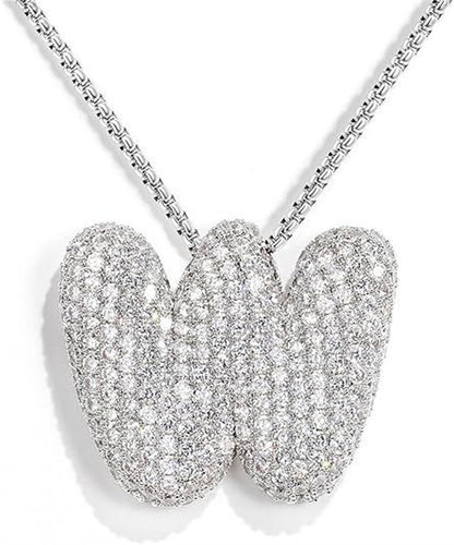 A-Z Zircon Balloon English Letter Necklace, Gold & Silver