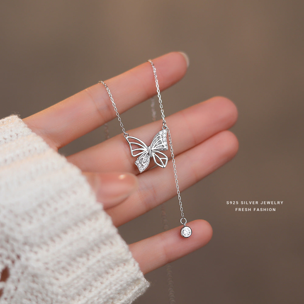 S925 Silver Hollow Butterfly Necklace