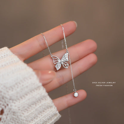S925 Silver Hollow Butterfly Necklace