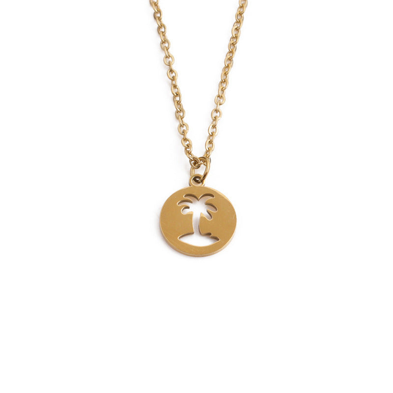 Hollow Coconut Tree Pendant Necklace