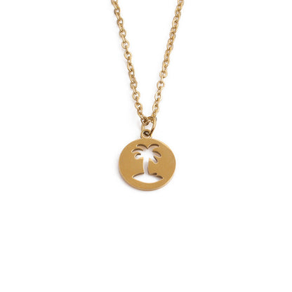 Hollow Coconut Tree Pendant Necklace