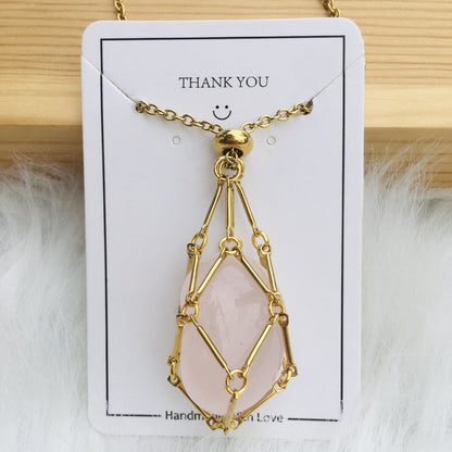 Handmade Natural Crystal Mesh Bamboo Necklace
