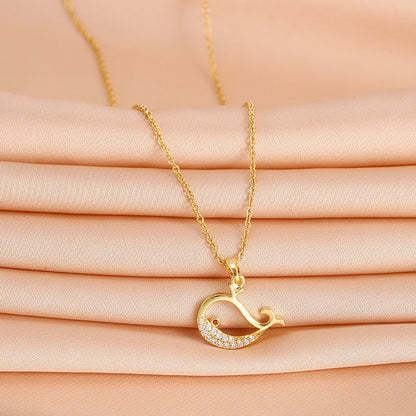 Cute Dancing Whale Titanium Steel Necklace