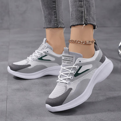 Lightweight And Simple Low-Top Air Cushion Sports Shoes for Women, Breathable Knitted Casual Footwear.