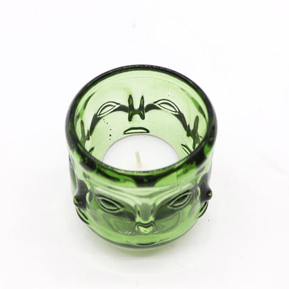 Buddha Faces Candle Jar - Garden Jade