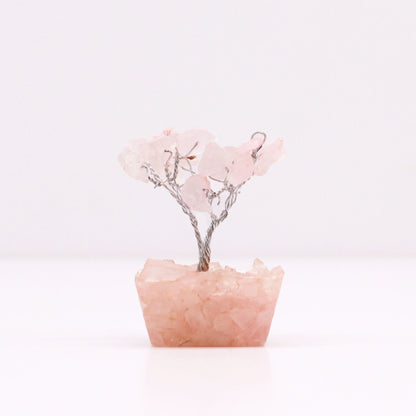 Mini Gemstone Tree On Orgonite Base - Rose Quartz (15 stones)