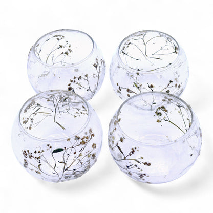 Natural Floral Glass - Bowl Candle Holder - Margarita - (8x10cm)