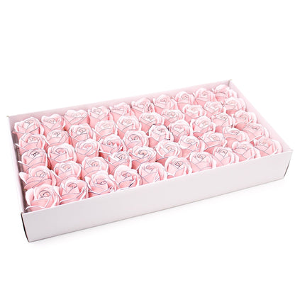 Craft Soap Flowers - Med Rose - Pink With Black Rim