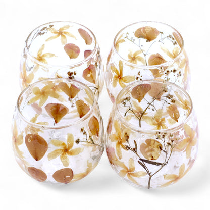 Natural Floral Glass - Straight Candle Holder - Rosa - (8x8cm)