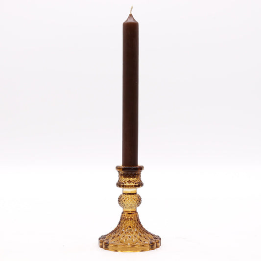 Vintage Dinner Candle Holder - Antique Amber