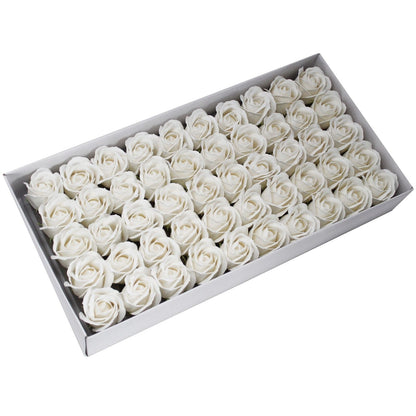 Craft Soap Flowers - Med Rose - White