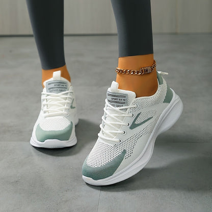 Lightweight And Simple Low-Top Air Cushion Sports Shoes for Women, Breathable Knitted Casual Footwear.