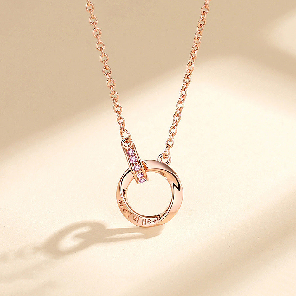 Interlocking Ring Silver Mobius Strip Necklace