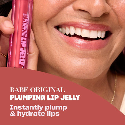 BABE ORIGINAL Glow Plumping Lip Jelly Rose – High Shine Hydrating Lip Gloss