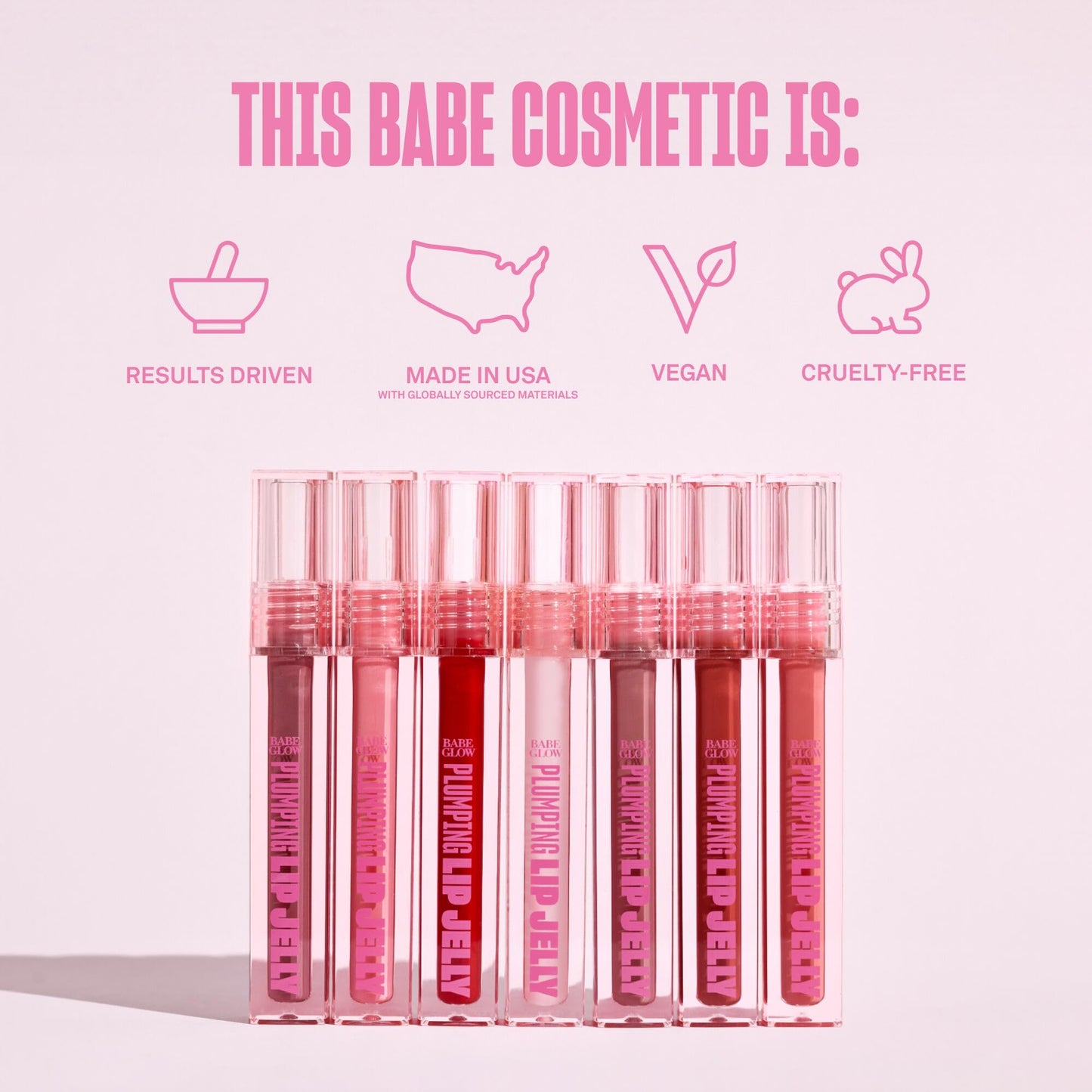 BABE ORIGINAL Glow Plumping Lip Jelly Rose – High Shine Hydrating Lip Gloss