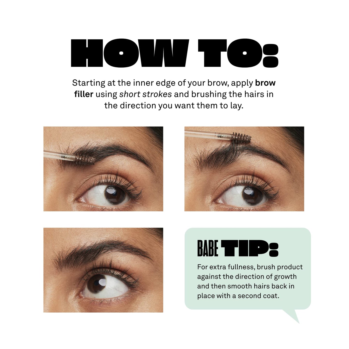 Babe Original Volumizing Eyebrow Filler - Tinted Brow Gel with Peptides & Biotin (Black)