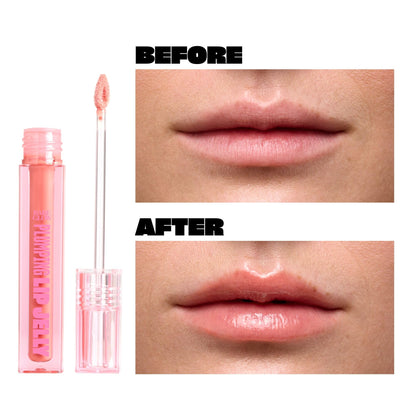 BABE ORIGINAL Plumping Lip Jelly – Peptides & Hyaluronic Acid Lip Gloss (Peach) | vegan & cruelty-free