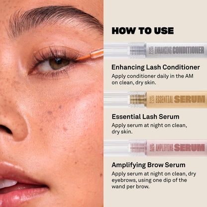 BABE ORIGINAL Triple Threat Mini Set – Lash Serum, Lash Conditioner, and Brow Amplifying Serum (1 mL each, 3-Pack)