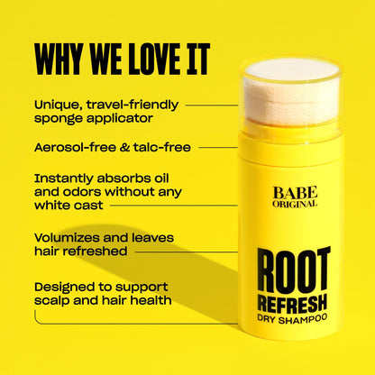 BABE ORIGINAL Root Refresh Dry Shampoo Powder — Aerosol-Free, Talc-Free, Travel-Ready Oil & Odor Absorption