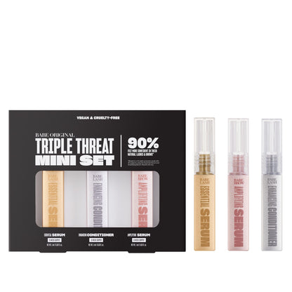 BABE ORIGINAL Triple Threat Mini Set – Lash Serum, Lash Conditioner, and Brow Amplifying Serum (1 mL each, 3-Pack)