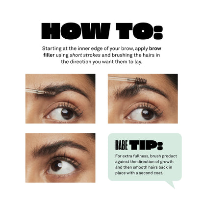 BABE ORIGINAL Volumizing Eyebrow Filler — Tint Brow Gel with Peptides & Biotin for Fuller, Long-Lasting Brows