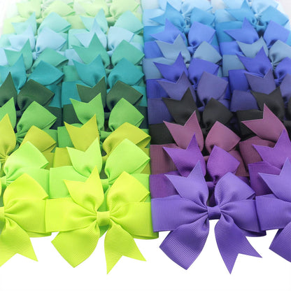 Babymatch 120PCS 3-Inch Pinwheel Grosgrain Ribbon Bows with Alligator Clips – 60 Colors x 2
