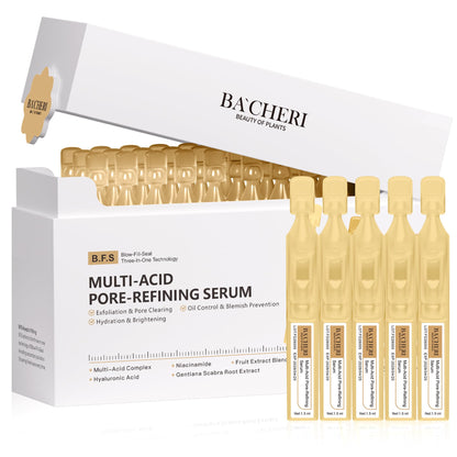 BACHERI Pore Minimizer & Resurfacing Ampoules – 30 x 1.5ml Niacinamide, AHAs & Hyaluronic
