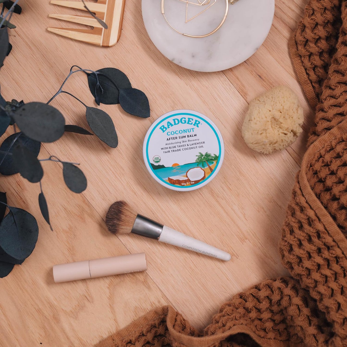 Badger Coconut AfterSun Balm – 100% Organic Soothing After Sun Care, 2 oz Tin