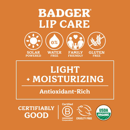 Badger Lavender Orange Classic Lip Balm – 100% Organic, Long-Lasting Lip Care (4 Pack)