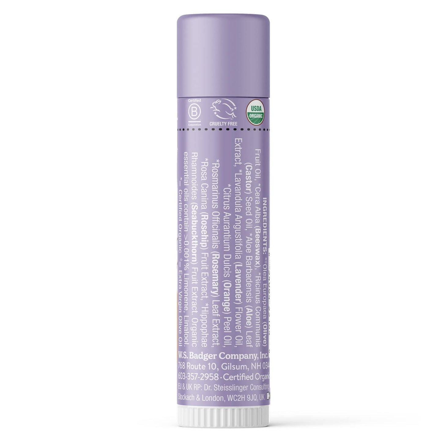 Badger Lavender Orange Classic Lip Balm – 100% Organic, Long-Lasting Lip Care (4 Pack)