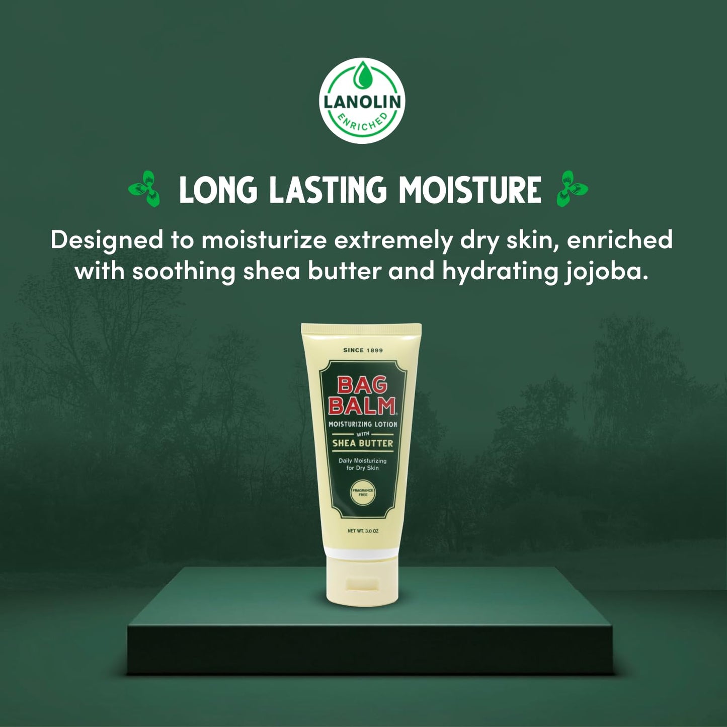Bag Balm Vermont's Original Hand & Body Dry Skin Lotion with Shea Butter & Jojoba — Fragrance-Free, Non-Greasy, 3oz Tube (2 Pack)